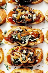 Caramelized Onion Crostini with Fig Jam and Blue Cheese | foodiecrush.com