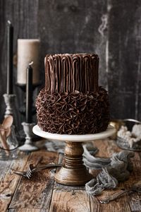 This high altitude recipe for chocolate wedding cake is moist, dark, and perfect for any occasion, small wedding or anniversary celebration. This is a mini tiered cake made of 6 and 4 inch cake layers.