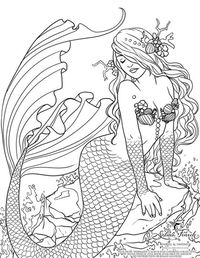 Selina Fenech Mermaid Myth Mythical Mystical Legend Mermaids Siren Fantasy Mermaids Ocean Sea Enchantment Sirens Meerjungfrau sirène sirena Русалка pannu havfrue zeemeermin merenneito syrenka sereia sjöjungfrun sellő Coloring pages colouring adult detailed advanced printable Kleuren voor volwassenen coloriage pour adulte anti-stress kleurplaat voor volwassenen Line Art Black and White