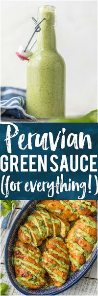 Recipe for Peruvian Green Sauce. This is our go-to sauce for anything and everything. We love this green sauce on chicken, steak, grilled veggies, salad, and more. SO DARN GOOD.