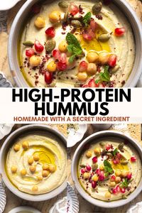 Boost your protein intake with this glorious high-protein hummus. It promises that ultra-satisfying, velvety texture while packing in extra grams of protein. So good you could devour it on its own! This creamy homemade protein hummus celebrates whole foods in ALL their glory. A complete source of protein, it embodies all the classic hummus flavors and contains essential amino acids, healthy fats & a hidden extra boost of protein. Recipe Success Tip - Boil the Chickpeas.