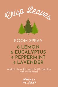 Love the scent of crisp leaves on a fall day? Then try this blend of lemon, eucalyptus, peppermint and lavender essential oils!