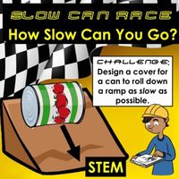 This interactive STEM activity is always a highlight of my forces and motion unit! This activity is perfect to reinforce the concepts of forces and friction.  Students need to cover or wrap a regular can in different materials to se how they affect the speed a can can travel down a ramp.  Students experiment to see how friction affects motion.  Set the stage by building up the idea that this is a race- THEN explain that the SLOWEST can is the winner!   Students often wrap all kinds of materials