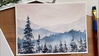 Watercolor mountains using foliage brush