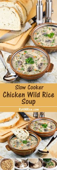 Few things are more comforting than coming home to this easy and deliciously creamy Slow Cooker Chicken Wild Rice Soup. It's a Minnesotan favorite! | RotiNRice.com