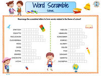 🎉📚 Turn learning into a game with "School Scramble"! 🎨✨ 
🌈This word scramble game adds a fun twist to school vocabulary. Perfect for kids of all ages, it makes learning essential school words engaging and exciting.
🌈Ideal for boosting spelling and critical thinking, whether at home or at school. 🏫🚀

#WordScramble #EducationalFun #SchoolScramble #Learning #free #game #kids 