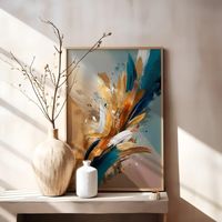 Brush strokes of the Renaissance| bauhaus wall art| Forget me not| therapy office decor| modern home decor| colorful coloring| painting