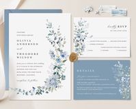 Dusty Blue Wedding Invitation Template Set Boho Wildflower - Etsy Taiwan