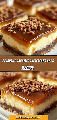 Indulge in the luxurious sweetness of Caramel Cheesecake Bars. These bars feature a buttery graham cracker crust, a rich and creamy cheesecake layer, and a decadent drizzle of caramel. Perfectly balanced with a hint of sea salt, they make for an irresistible dessert that's sure to impress.  Ingredients:  1 1/2 cups graham cracker crumbs 2 (8 oz) packages cream cheese, softened 1/2 cup caramel sauce 3 large eggs