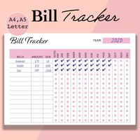 "Use this simple and easy Bill Tracker to organize your bills and keep your finances in check. Simply fill out the Bill name, amount to be paid, when it is due and if you have Auto-pay on. Fill the circle when you have paid the bill for that month. This product is an INSTANT DOWNLOAD PDF FILE. No physical item will be shipped. Print as many as you want, whenever you need them. For more planners, check out my shop: https://www.etsy.com/shop/RADishPaperCo 💕 Please Favorite ❤️ my shop to see new i