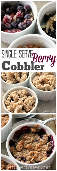 Whether you want one or twenty, this Easy Berry Cobbler Recipe shows you how to make perfect single serving cobblers. ~ https://reallifedinner.com