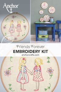 Girly princess designs! Easy-to-stitch free-style embroidery kits are perfect for beginners!  #anchorcrafts #anchorthreads #anchorembroiderythread #anchorstrandedcotton #anchormouline #anchormuline #embroidery #ricamo #bordados