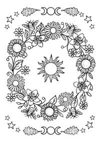 Litha, Summer Solstice Art Print & Colouring Page - Digital Download Files for Self-Printing Includes a colourful Litha & a black and white colouring in sheet. Download today, print at home and have fun colouring in. A lovely Summer Solstice art activity! THIS LISTING IS A HIGH RESOLUTION DIGITAL FILE FOR INSTANT DOWNLOAD ONLY No physical product will be shipped and frame is not included.  After your purchase you will be sent a download link. You will receive the following: 2 High Resolution A4