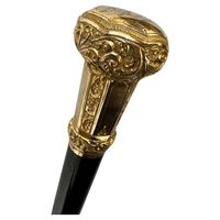 Elegant Antique Carved Gold Plate Knob Handle Unique Halifax Walking Stick Cane For Men This exquisite piece is a classic example of timeless elegance. It effortlessly combines function with design in an eye-catching way that stands the test of time. The knob-style handle is gold-plated and engraved the following dedication: "Presented to C.A. Whitners Captain of B.C.F.F.R.A 1-11-16" This piece of history deserves to be a cherished piece in your collection. It is a classic example of turn of the