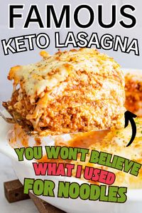 Simple keto lasagna that you're family will ask for over and over again. They won't even know it's not made with actual noodles.