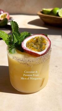 Julianna McIntosh on Instagram: "It’s Friday aka time for a margarita, a Coconut & Passion Fruit Margarita My passion fruits are FINALLY starting to fall off their vines and I can now start incorporating our fresh passion fruit in liquid form. I know we are heading into fall sips season but it’s hot out here & im still not ready to fully let go of summer, okay? Let’s make this at home: 2 oz Mezcal, I used the @traderjoes Mezcal 1 oz coconut milk, I used the @thaikitchen coconut milk 3/4 oz pas