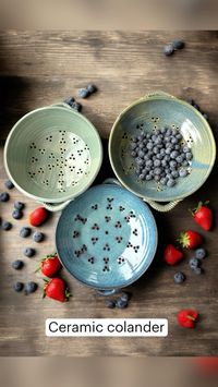 Make everyday cooking tasks a little more special with this handcrafted ceramic colander. Whether you’re rinsing fresh berries, straining pasta, or draining veggies, this bowl does it all in style. The durable stoneware construction is perfect for both hot and cold foods, and the small handles make it easy to lift and pour. Each piece is hand-glazed, so no two are alike. Ditch the plastic and bring a touch of art into your kitchen with this beautiful, functional colander.