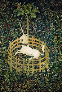 The Unicorn in Captivity, one in the series of medieval Unicorn tapestries | Metropolitan Museum, Cloisters