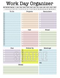 Work Day Organizer planner page work planner by FreshandOrganized