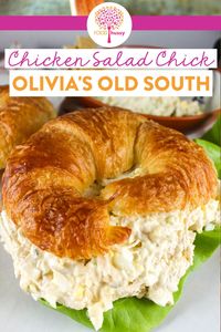 Chicken Salad Chick Olivia's Old South is my FAVORITE of all their chicken salads! Packed with chicken breast, hard boiled eggs and sweet pickles! It's a perfect combination of egg salad and chicken salad!