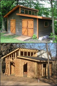 We found a really nice garden shed that you can DIY! Lots of storage space, great natural light, big doors! Do you need this in your backyard? #diyshed