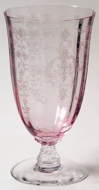 Iced Tea in the Navarre Pink pattern by Fostoria. Stem #6016, Etch #327, Pink Bowl 5 7/8"