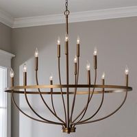 Aged Brass Graceful Curve Chandelier - Large