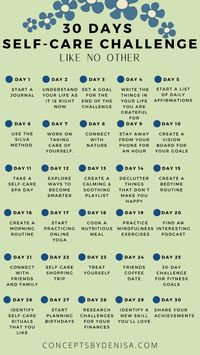 Transformational 30-day self-care journey Mind-body-spirit rejuvenation challenge Self-discovery adventure in 30 days Unleash your inner potential self-care challenge Personalized 30-day wellness plan Breakthrough self-care challenge for lasting change Rediscover yourself in 30 days Mindful living challenge for a happier you Empowerment through self-care in 30 days Self-love revolution: 30-day challenge Focusing on Specific Self-Care Practices: Daily meditation challenge for inner peace Nourish your body, mind, and soul in 30 days Declutter your life challenge for mental clarity Digital detox challenge for better well-being Gratitude journal challenge for positive mindset Nature connection challenge for stress relief Mindful eating challenge for healthy habits Sleep transformation challeng