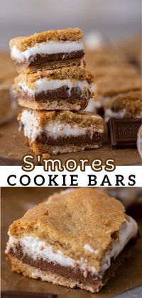 These s’mores cookie bars are unlike anything you’ve tried before. They are made with soft graham cracker crumbs cookie dough and filled with a few Hrshey’s bars and marshmallow fluff in the center. Once you slice into them you will not believe how beautiful they look plus they taste amazing so it’s a win-win!