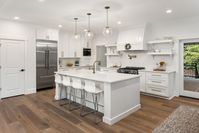 breakfast bar at bar height at right angles to the countertop - Google Search