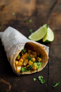 // Curry Roasted Vegetable and Avocado Naan-wich