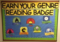 Create 'badges' for different genres...kids can earn a badge when they read in that genre or reach a goal in that genre. Neat idea.