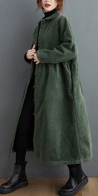 French blackish green Fine crane coats Inspiration thick wrinkled women coats