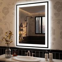 Orren Ellis Aevar Dual LED Lights Space Aluminum Framed Anti-Fog Wall Bathroom / Vanity Mirror in Tempered Glass & Reviews | Wayfair