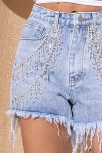 We don't think we could have found a more Glitzy Bella pair of denim cut offs! The crystals are stunning and the workmanship is incredible. Throw these shorts on with a basic white tee or your favorite bodysuit and your outfit is done! These shorts feature a mid rise waist with a classic button zipper closure, functional pockets at the waist, light distressing, and the most fabulous rhinestone stud detailing! Fit: These shorts are high-waisted and intended to be fitted at the waist and slightly