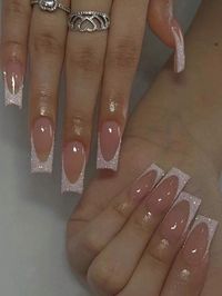 Free Returns ✓ Free Shipping✓. Instantly Upgrade Your Look With 24pcs Long Square Retro White Brown Halo Dyed Golden Starlight French Style Full Cover Fake Nail For Women And Girls 1 Piece Of Jelly Gel+1 File Strip Press On Nails Nail Supplies- Press On False Nails at SHEIN.