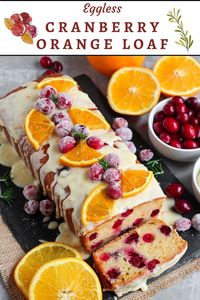 This eggless cranberry orange loaf cake is soft, moist, tart, and sweet, bursting with refreshing citrus-y flavors. Topped with a zingy orange glaze, this loaf is perfect for sharing with friends and family during the Holidays!