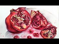 Live: Pomegranate in Watercolor Painting Tutorial 12:30 pm Friday Dec.1 - YouTube