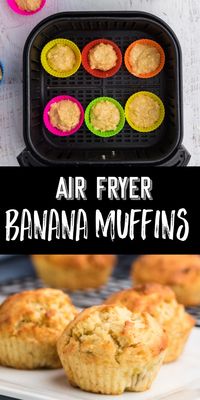 Learn how to make these homemade Air Fryer Banana Muffins with this delicious and easy recipe. Made with fresh bananas and in less than 10 minutes!