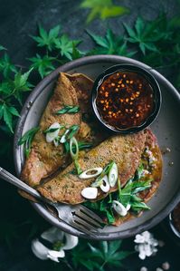 These VEGAN Savory Chickpea Pancakes are my favorite weekend breakfast, but work as a quick-fix dinner too. Simple, flavorful, comforting, delicious and veggie-rich.