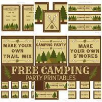 Best FREE camping party labels yet!!! There are many out there that cost $ but this is cute and totally free. I am going to make it more girly by filling in the edges with a hot pink pen. Girls 5th Birthday - Backyard Camping Theme