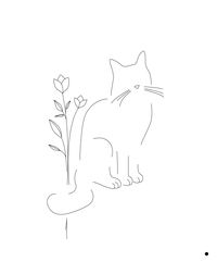 cat tattoo / flowers tattoo / flowers bouquet / fleurs tatouage / silhouette de chat / flash tattoo / shop privé / black tattoo / Lyon tattoo / tatoueuse lyonnaise / drawing / illustration / dessin / artwork / sketchbook / graphic tattoo / available flash / flash work / flash sheet / private shop / safe place