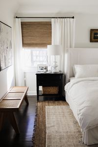 My Bedroom Window Treatments: Woven Shades and Curtains - Danielle Moss