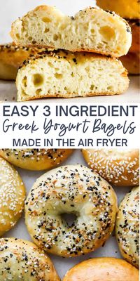 These air fryer bagels are so easy to make in under 20 minutes. They are made with only 3 main ingredients and they come out light and fluffy and so delicious. Customize them with any toppings you like or even make them gluten-free!