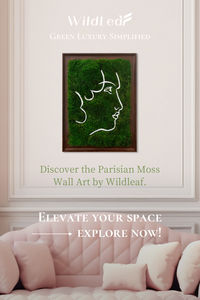 Matisse-inspired design ✓ Lush preserved moss ✓ Dark walnut frame | Biophilic decor for home ✓ No maintenance ✓ Explore now→