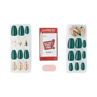 imPRESS Holiday Press-On Nails, Cozy Comfort, Green, Medium Length, Coffin Shape, 30 Ct. - Walmart.com