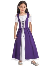 Moggemol Kids Girls Renaissance Vintage Dress Gothic Medieval Costume Maxi Dresses Halloween Costume