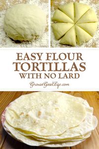 Make these easy flour tortillas from scratch with olive oil or avocado oil instead of lard or shortening. Fill with all the Tex-Mex flavors you love! #nolard #tortillas #Mexican #southwestern