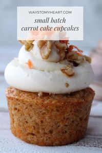 Small batch carrot cake cupcakes for when you don't need 2 dozen! SUPER moist cake with the dreamiest cream cheese frosting you'll ever taste! #cupcakes #baking #easter #carrotcake