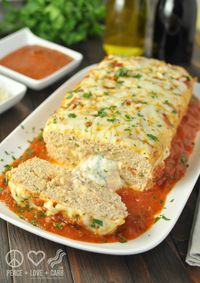 Stuffed Chicken Parmesan Meatloaf, Low Carb, Gluten Free | Peace Love and Low Carb